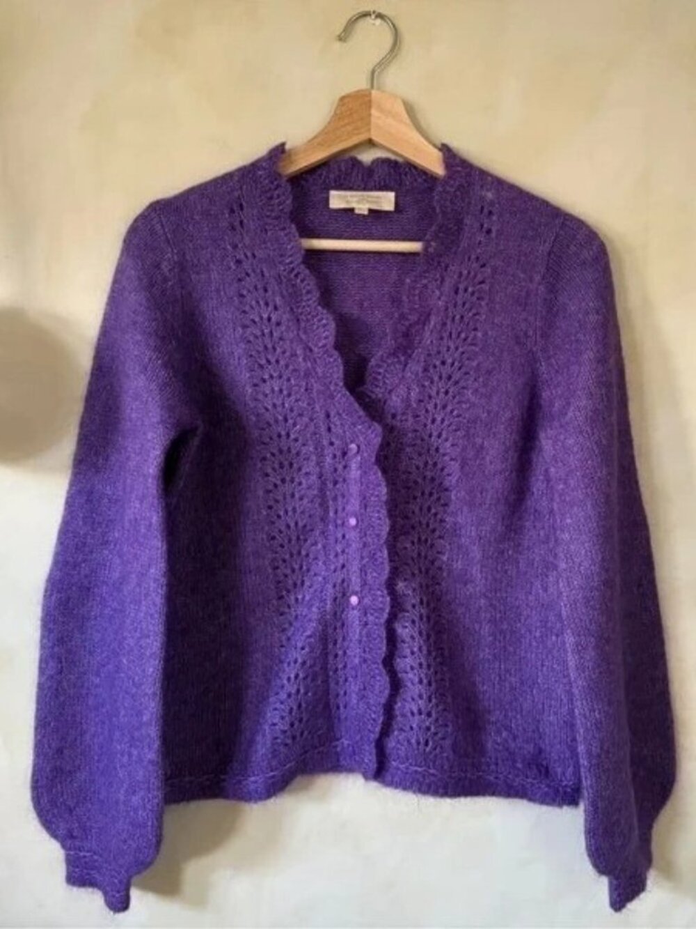 Sezane Purple Wool & Kid Mohair Cardigan S